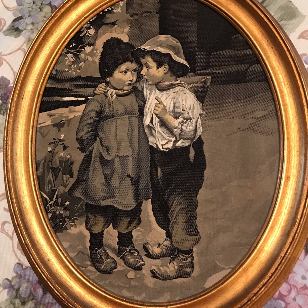 SILK ART ANTIQUE FRAMED THE SECRET BY Maria Mizz Wunsch